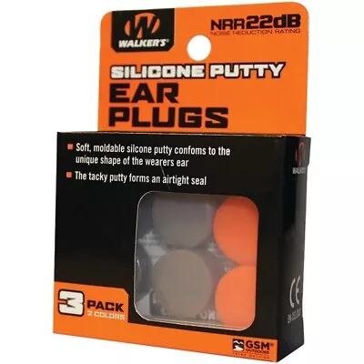 Walker's Game Ear GWP-SILPLG-OFDE Silicone Ear Plugs 22dB Orange/FDE 3pk • $9.18