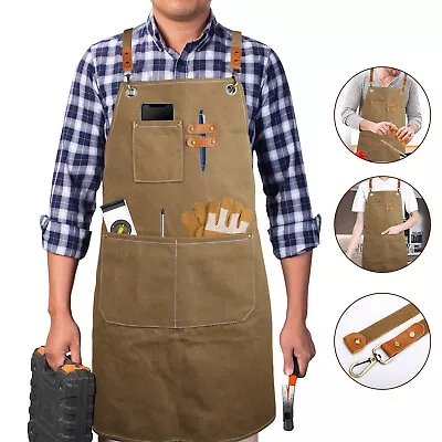 Canvas Work Tool Apron Men Women Vintage Woodworking Thick Workshop With Pockets • $14.98