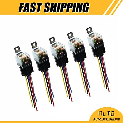 FIVE JD-1914 5 Pin DC 12V 80A Car Fuse Relay Switch Power With Harness Universal • $19.34