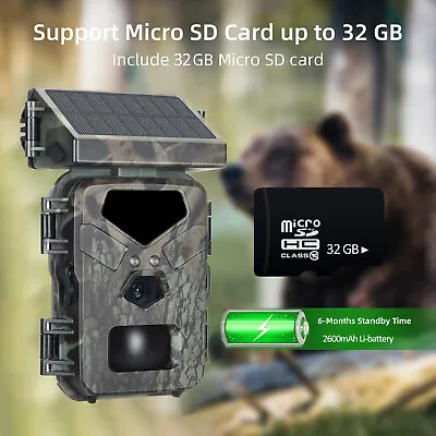 Mini Solar Trail Camera 20MP 1080P Wildlife Hunting Game Cam IR Night Vision • $36.59