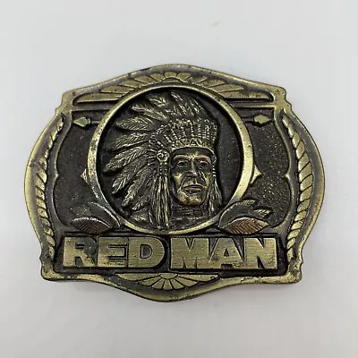 Vintage 1988 Red Man Chewing Tobacco Belt Buckle Limited Edition USA Pinkerton • $12