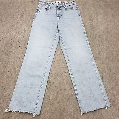 Zara Jeans Womens 4 Blue Straight Denim High Rise Light Wash Pocket Ladies 27x28 • $24.99