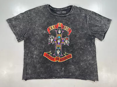 Women's GnR Guns N Roses !988 Tour Cut Off Midriff Gray Large Repro Shirt • $17.50