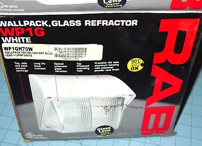 RAB Wallpack Spot Flood Light Fixture 120V 70W Metal Halide White Glass Lens NOS • $95