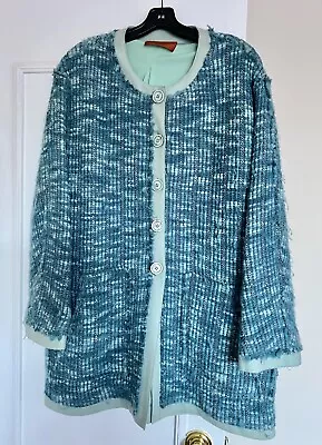 $149.99 • Buy MISSONI $2000 Orange Label Nubby Tweed Blue Grey Coat 40-44