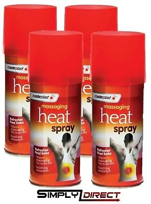 £9.25 • Buy 4x Masterplast Heat Spray Sports Sprains Injury Deep Muscular Fast Pains Relief 