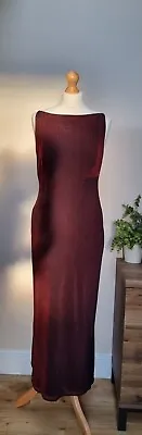 Dorothy Perkins Vintage 1990s Size 12 Shimmer Evening Dress Silhouette Midi Red • $23.98