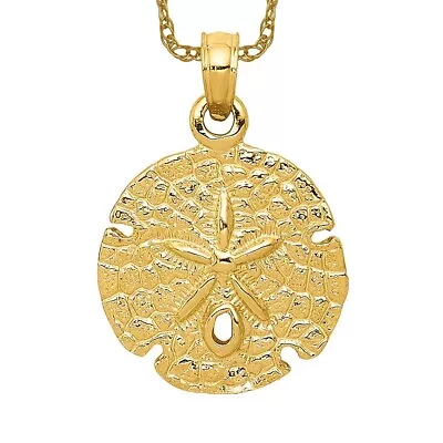 10K Yellow Gold Sand Dollar Sea Star Starfish Necklace Charm Pendant • $207