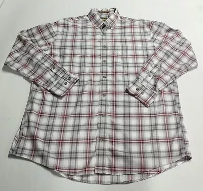 CABELA'S  Mens 100% Cotton XLT   Gray Red  Plaid Button Down Long Sleeve Shirt   • $13.99