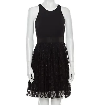 Milly Black Lace Cocktail Dress Womens Size 4 Sleeveless Party Event Evening • $39.09