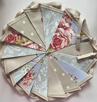 Handmade Oilcloth Bunting Home/Garden Rose Garden - 4 Meters Double Sided • £32.50