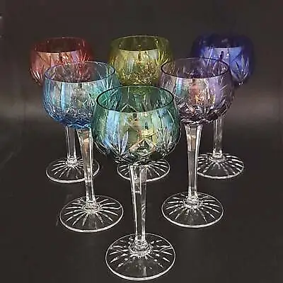 Cut To Clear Set Of 6 Crystal Coloured Hock/Wine Glasses. 250ml • £339.99