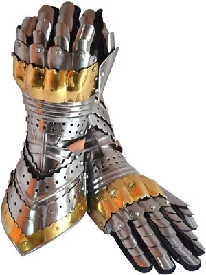 THOR INSTRUMENTS Medieval Articulated Gauntlets With Brass Accents Rustic Vintag • $70