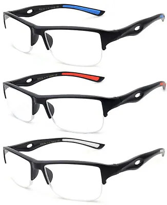 Reading Glasses Men Classic Half Rimmed Sporty Look Reader Quality Rectangular • $8.95