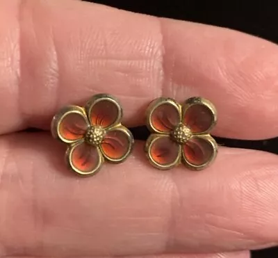 Vintage David Andersen Red Guilloche Enamel Flower Earrings 925 • $35