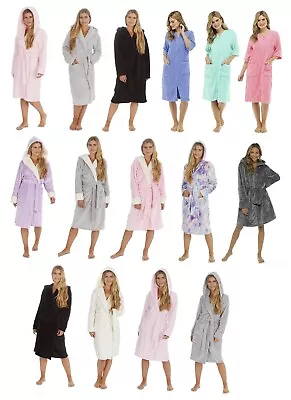 £26.49 • Buy Womens Ladies Soft Cosy Warm Winter Hooded Dressing Gown Robe Fleece & Towelling