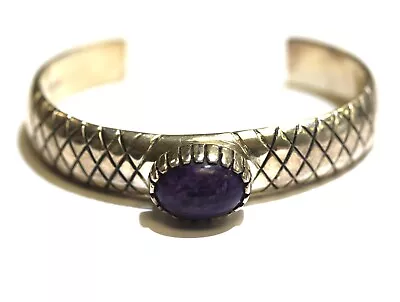 925 Sterling Silver Jackson Purple Charoite Gemstone Cuff  27.1g 7  • £95.45