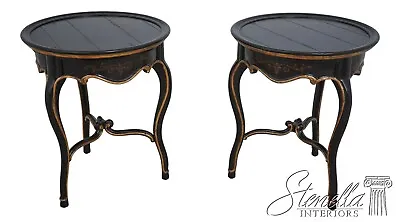 L61002EC: Pair MARGE CARSON Round Painted Finish Lamp Tables • $1895