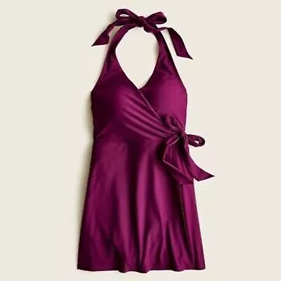 J.Crew Purple Plum Halter Wrap Surplice Swim Dress One Piece Swimsuit Size 4 • $54