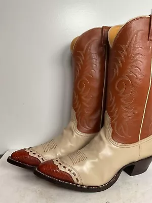 Vintage Nocona Lizard Wingtip Cowboy Boots 11 D New Old Stock Old Black Label • $599.99