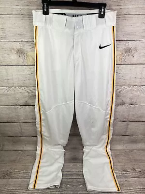 NIKE Vapor Pro Mens White With Black & Gold Piping Baseball Pants Many Sizes • $12.01