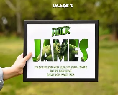 INCREDIBLE HULK Personalised Gift Msg/quote Watercolour MARVEL AVENGER SUPERHERO • £6.99