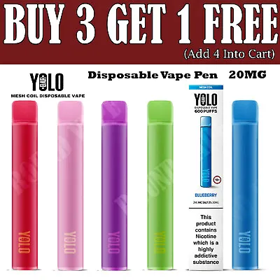 YOLO Bar Disposable Vape Pens 600 Puff 575mAh 2ML | Buy 3 Get 1 Free (Add 4) • £5.15