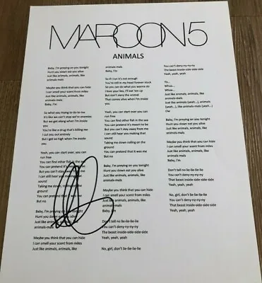 Adam Levine Maroon 5 Animals Sugar  Signed Autographed Lyric Sheet COA (E2) • $149.99