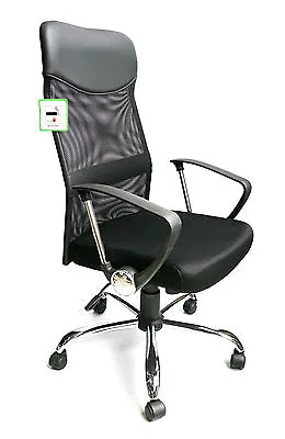 Mosil Black Mesh Backed Fabric Computer Office Operator Chair With Arms VAT Inc • £49.95