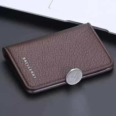 Slim Mens Mini Wallet Business Thin Leather Bifold Credit Card Holder Clutch Lot • $6.49