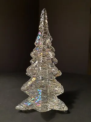 $36 • Buy Vintage Opalescent Textured Crystal Art Glass Village Christmas Tree 6.5”