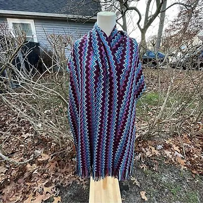 Missoni Wool Zig Zag Scarf 40”X 21”Wrap Women’s Knit Fringe • $95