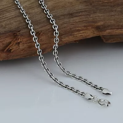 Real Solid 925 Sterling Silver Necklace Round Link Chain Men's Jewelry 18 -24“ • $44.98