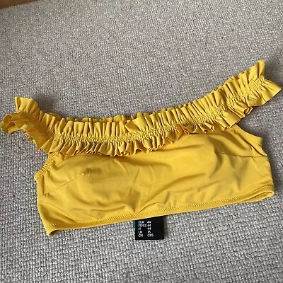 Women’s H&M Brand New Yellow Frilled Padded Swimwear Top Bikini UK 16 Cropped • £3.99