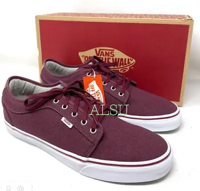 VANS Chukka Low Top Canvas Red Wine Skate Women’s Size 9 Sneakers VN000ZUMGPK • £46.93