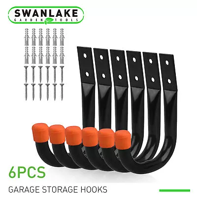 6-Pack Steel Garage Storage Utility Hooks Wall Organizer Tool Hanger H-D Screws • $9.99