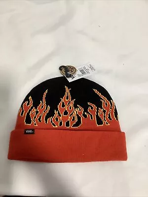 Vans Black And Red Flame Beanie Unisex Size OS • $25.99