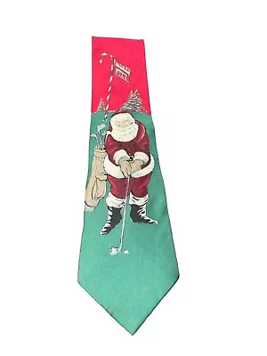 Vintage Stafford Golf Christmas Santa Tie 100% Italian Silk Golfer Holiday • $12.99