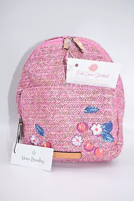 Vera Bradley Pink Embroidered Cherry Straw Backpack • $40.60