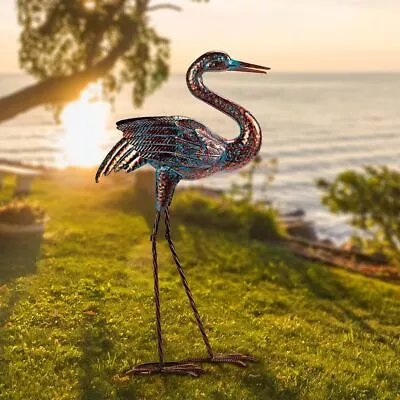 Garden Crane Statues For Outdoor Standing Patina Heron Decoy Garden Sculptures • $47.52