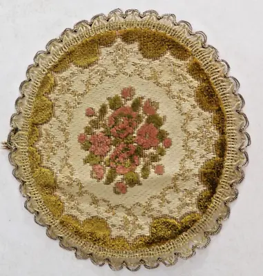 Antique Vintage German Tapestry Brocade Table Mat Doily  7  Round • $6.78