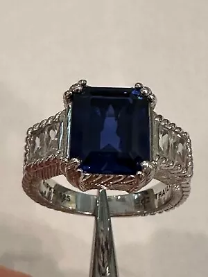 Judith Ripka Estate Signed 925 Sterling Blue Sapphire CZ Ring Size 6 • $49.99