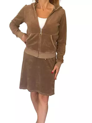 $50.99 • Buy Juicy Couture Vintage Y2k Brown French Terry Skirt Jacket Tracksuit Outfit Set L