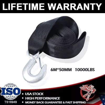 Hand Winch 3000KG With Hook Towing 6m*50mm Car Boat Marine Trailer Webbing Strap • $18.65