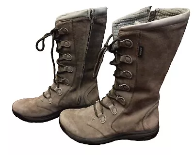 Teva 4323 Vero Waterproof Insulated Boots Zip Suede Leather Taupe Wmn Sz 8.5 EUC • $37.78