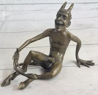 Franz Bergmann Vienna Austria Red DEVIL Faun Satyr Bronze Cold Nude Artwork Deal • $299