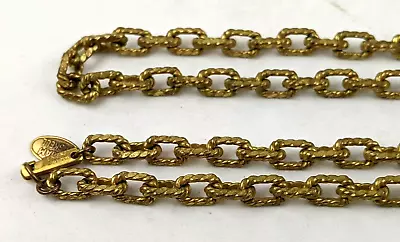 Signed Miriam Haskell Gold Tone Chunky Textured 30  Long Heavy Chain Necklace • $69.95