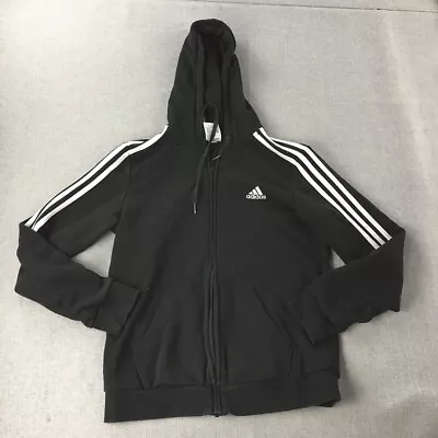 Adidas Womens Jacket Size M Black Zip-Up Logo Hoodie Pockets Windbreaker Coat • $13.98