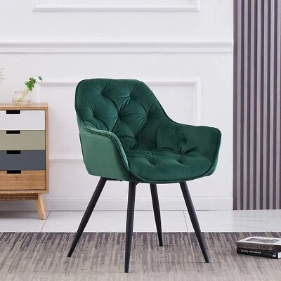 $139.99 • Buy 1X Dining Chair Arm Chair  Velvet Tufted Seat Metal Leg Kitchen Home Office Sofa