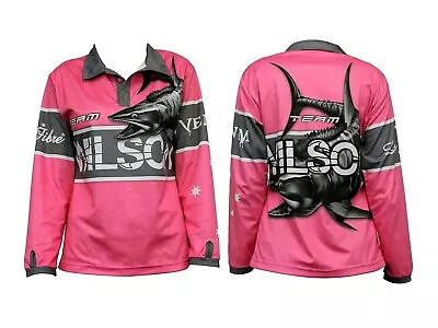 Team Wilson Pink Tournament Long Sleeve Fishing Shirt With Collar-Fishing Jersey • $59.95